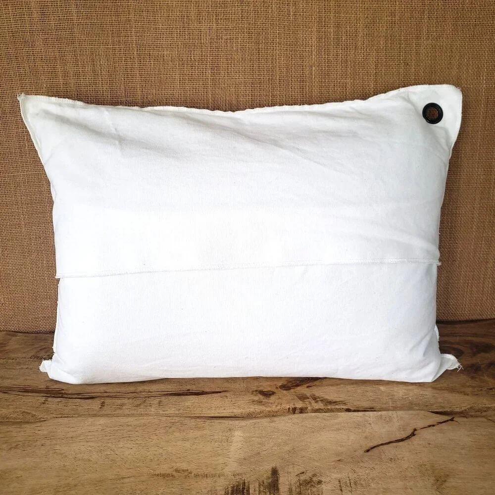 Southold LI Nautical Map Coordinates White Cotton Canvas Down Pillow Beach House